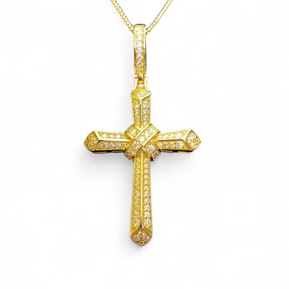 925 Gold Over Moissanite Cross Pendant